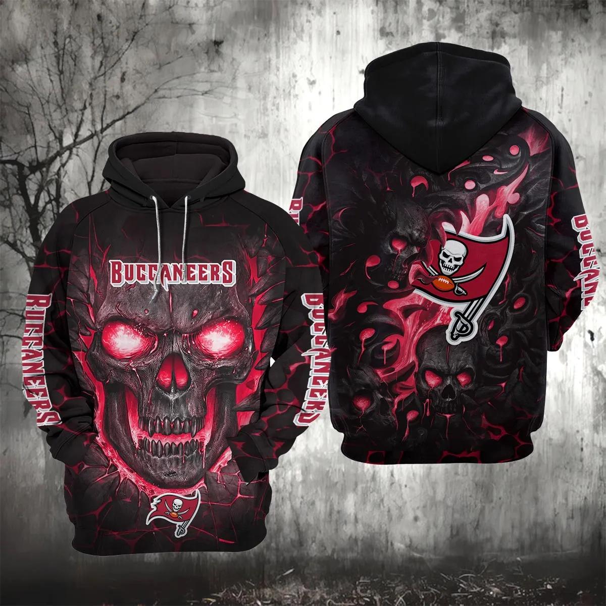 NFL Tampa Bay Buccaneers Lava Skull NFL 3D All Over Print Hoodie