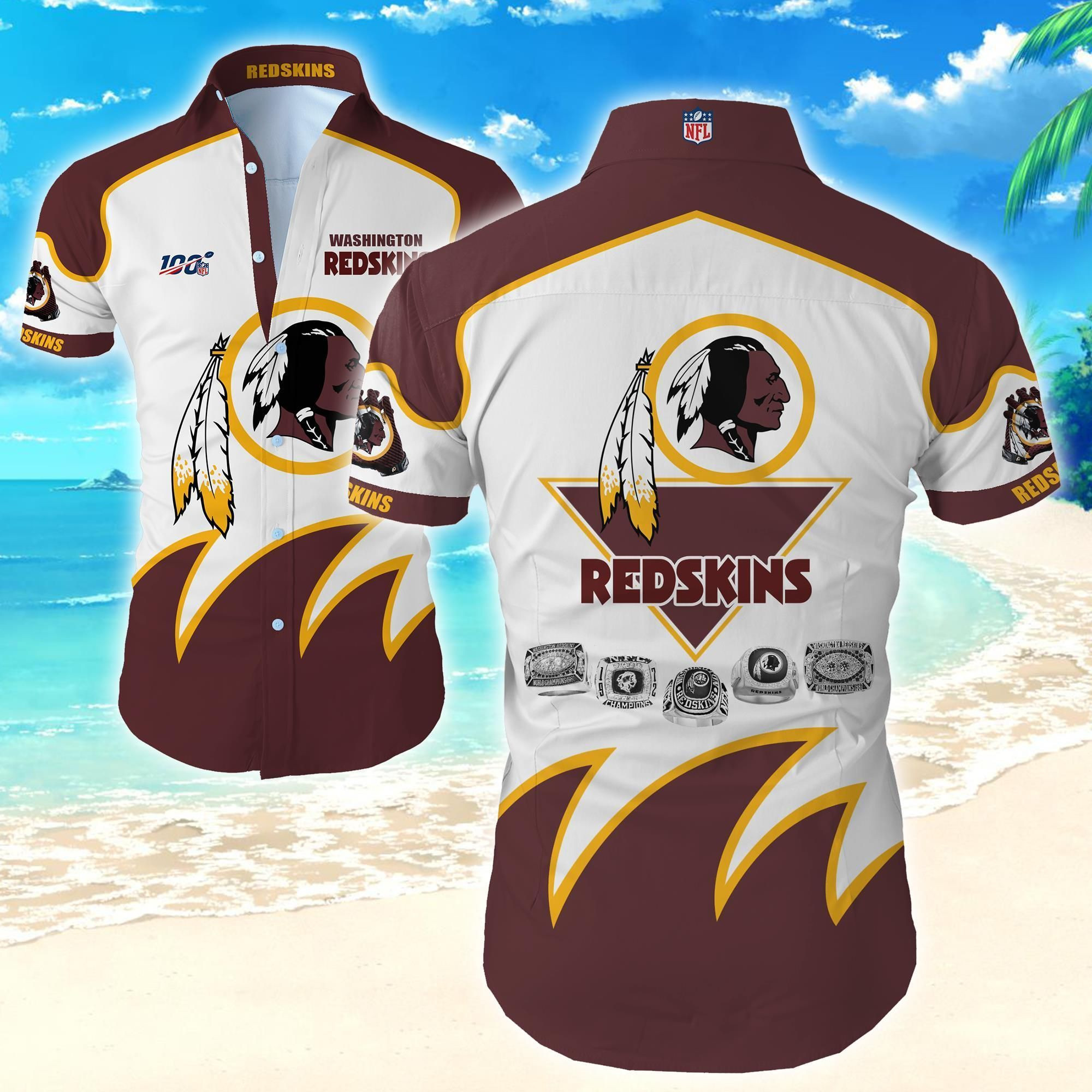 Nfl Washington Redskins Hawaiian Shirt Tropical Aloha Button Up