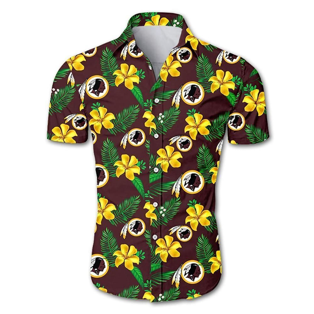 Nfl Washington Redskins Tropical Flower Hawaiian Shirt Tropical Aloha Button Up