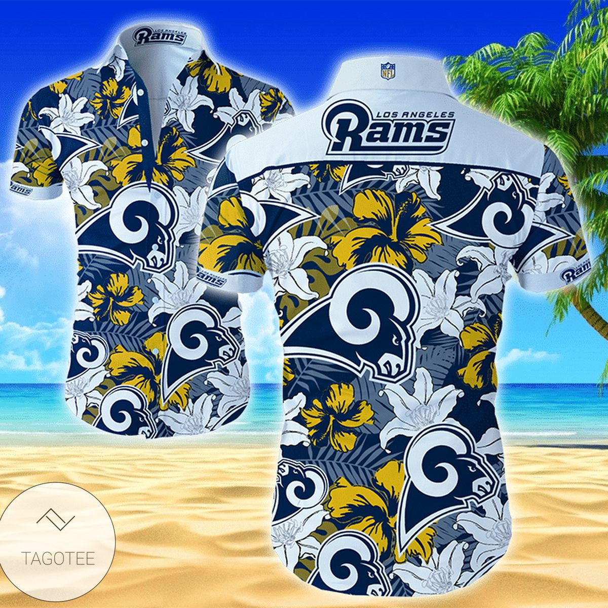 Nhl Los Angeles Rams Hawaiian Shirt Tropical Aloha Button Up