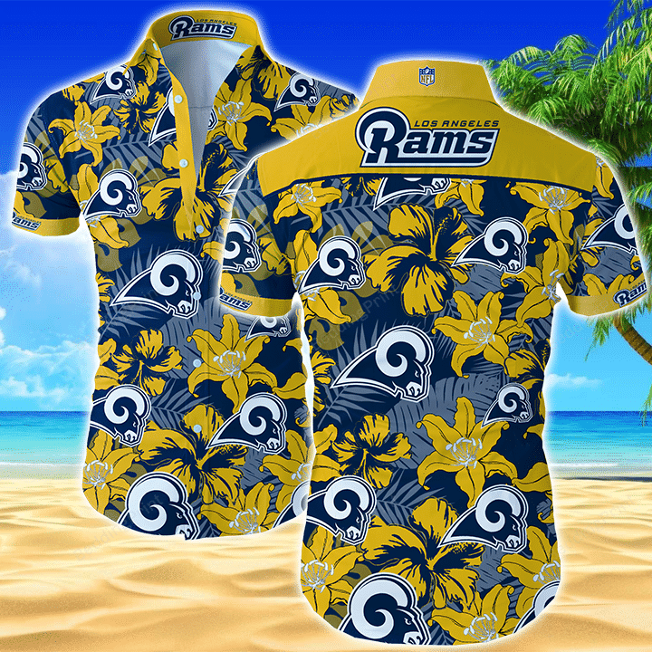 Nhl Los Angeles Rams Hawaiian Shirt Tropical Aloha Button Up
