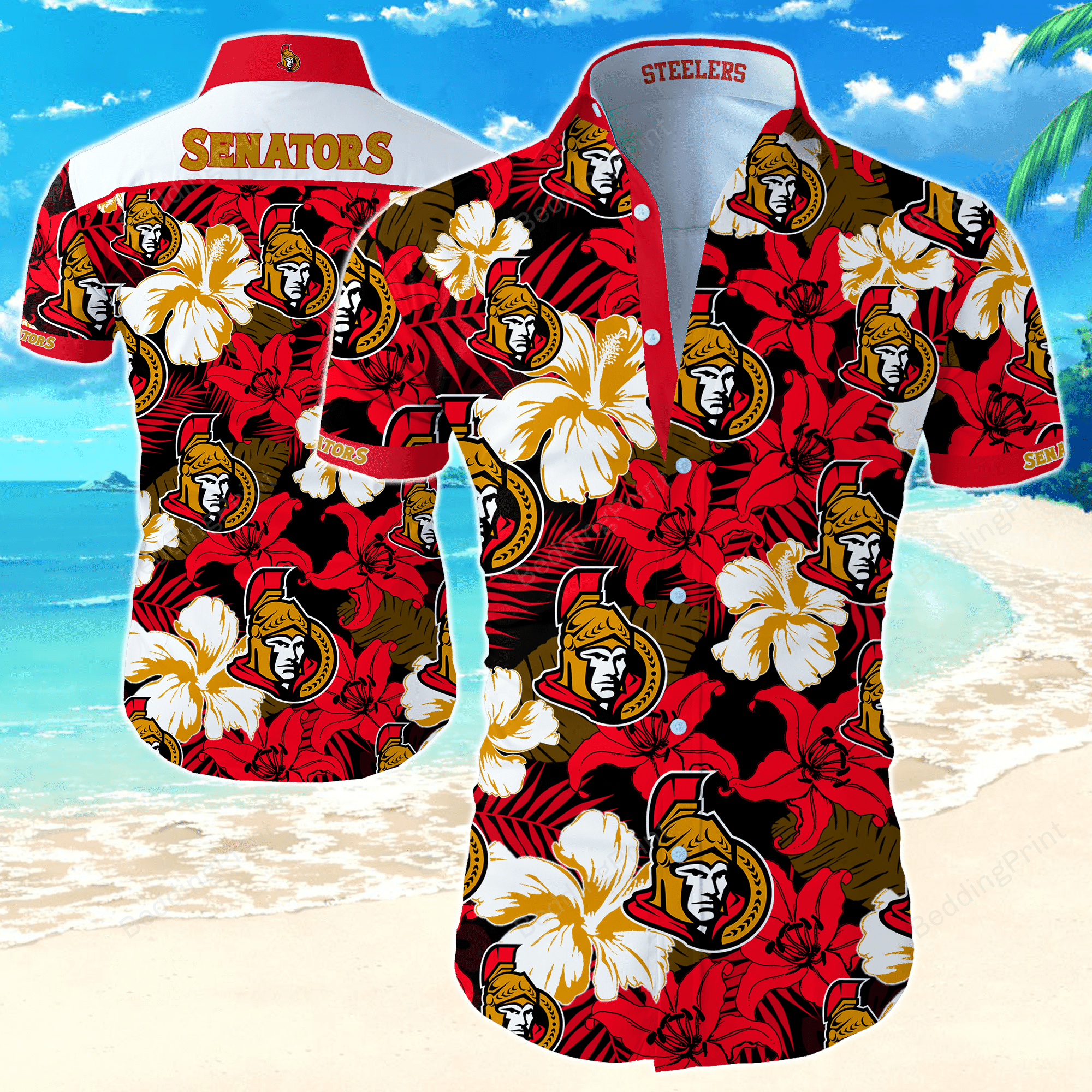 Nhl Ottawa Senators Hawaiian Shirt Tropical Aloha Button Up