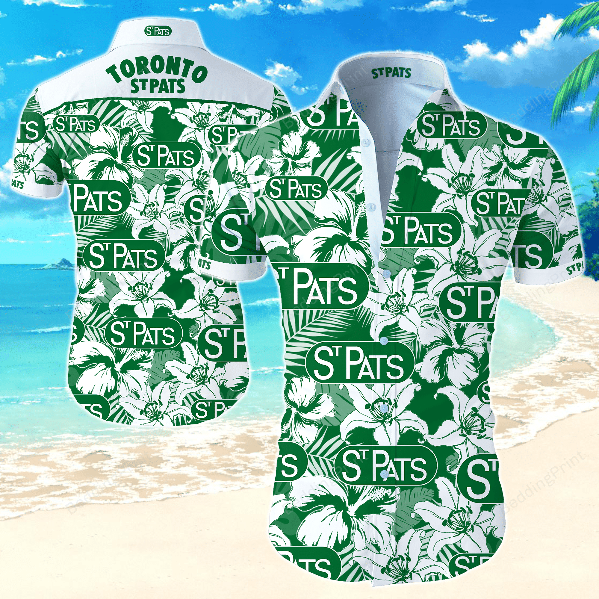 Nhl Toronto St. Patricks Hawaiian Shirt Tropical Aloha Button Up