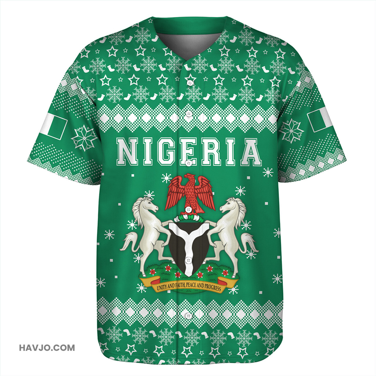 Nigeria Christmas Coat of Arms Baseball Jersey