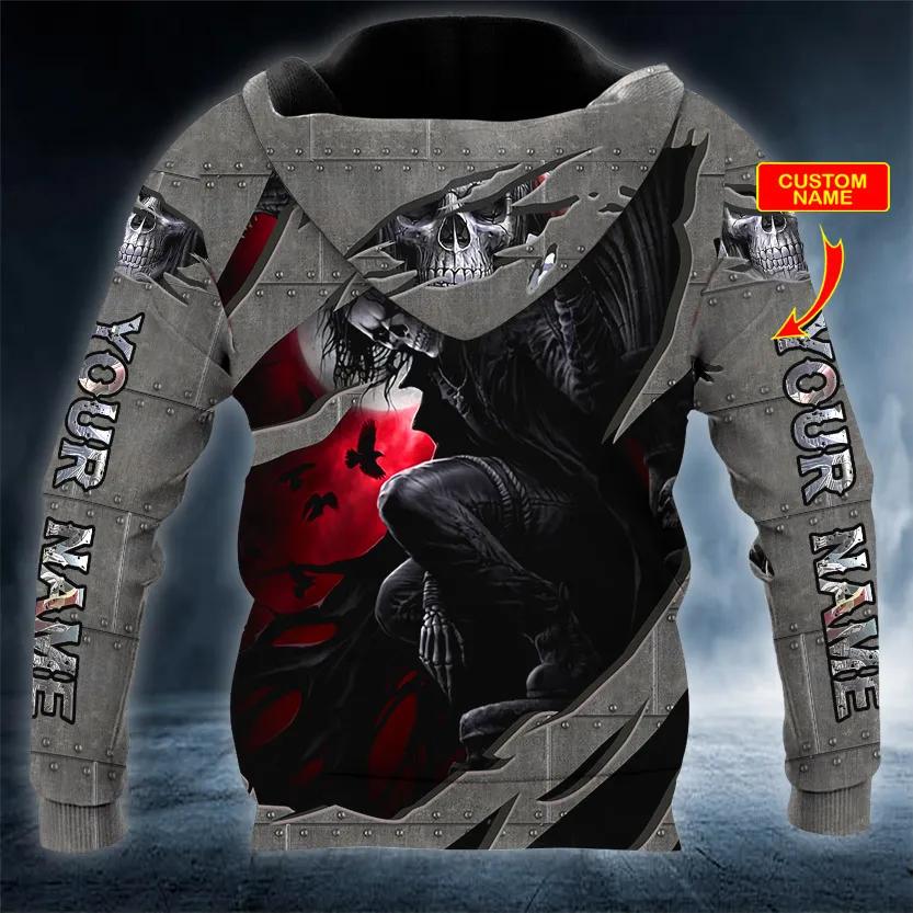 Alternative view of Night Stalker Skull Custom 3D All Over Print Hoodie