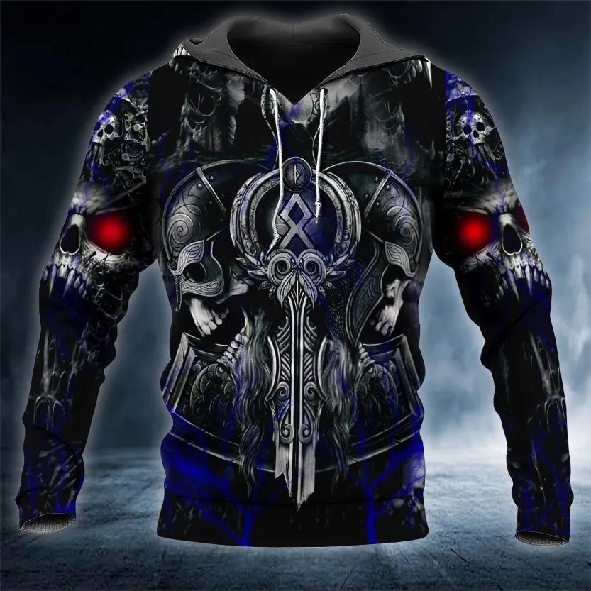 Norse Symbol Warrior Skull Viking 3D All Over Print Hoodie