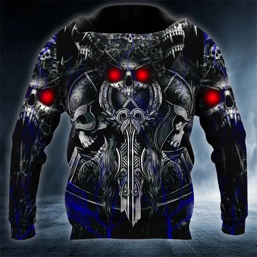 Alternative view of Norse Symbol Warrior Skull Viking 3D All Over Print Hoodie
