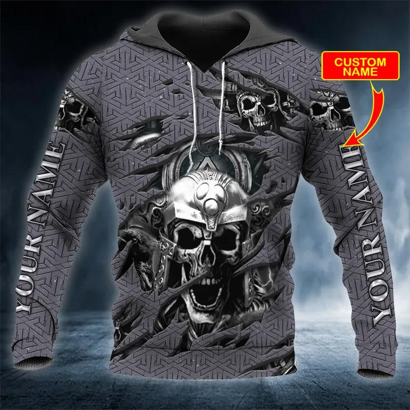 Norse Warrior Skull Viking Custom 3D All Over Print Hoodie