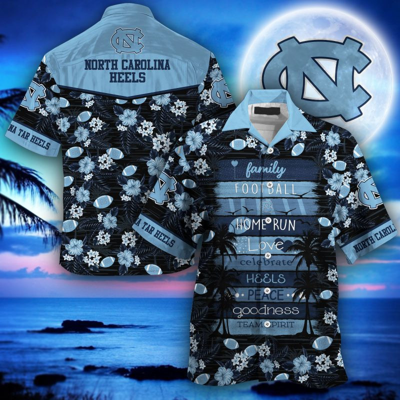 North Carolina Tar Heels Ncaa Hawaiian Shirt Tropical Aloha Button Up
