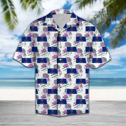 North Dakota Wild Prairie Rose Hawaiian Shirt Tropical Aloha Button Up
