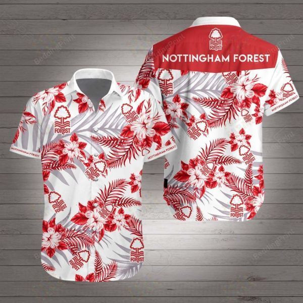 Nottingham Forest Hawaiian Shirt Tropical Aloha Button Up