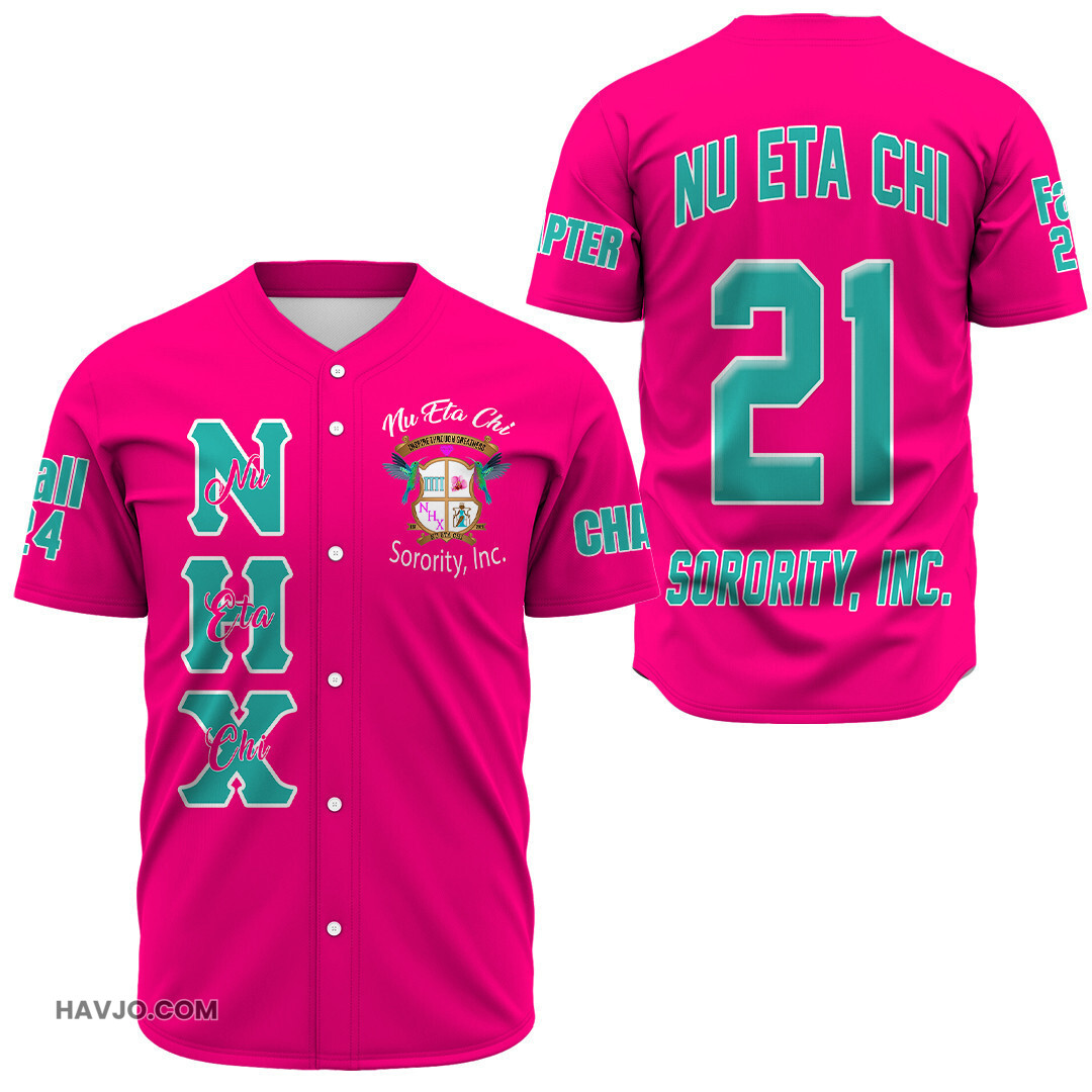 Nu Eta Chi Sorority Fuchsia Baseball Jersey