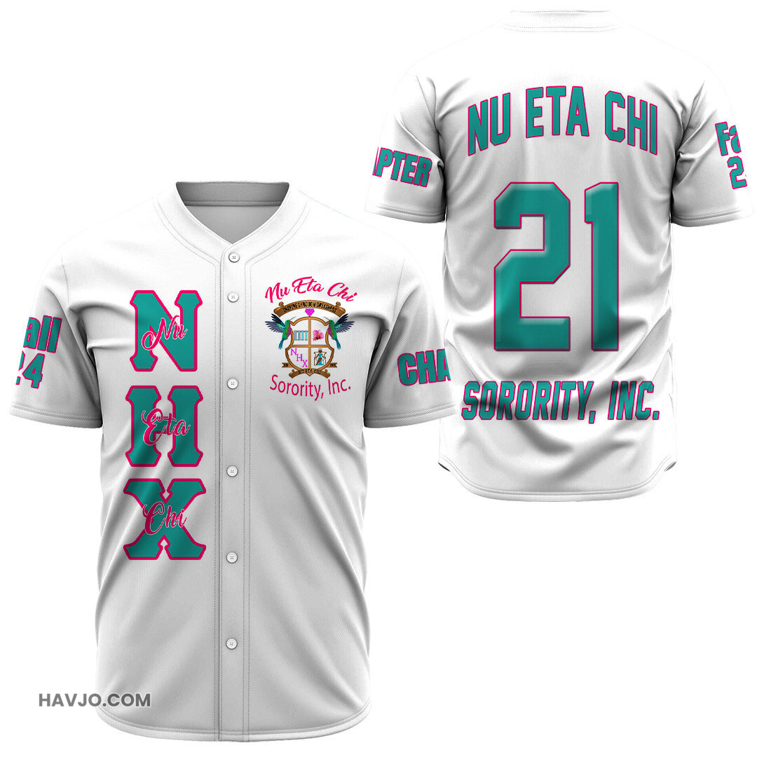 Nu Eta Chi Sorority White Baseball Jersey