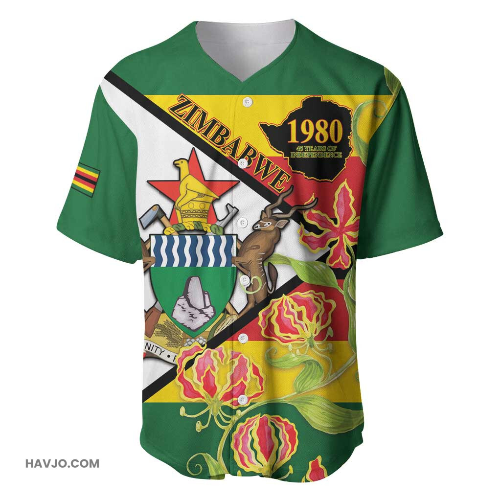 Nyika yeZimbabwe Happy Independence Day Flame Lily Flowers Baseball Jersey