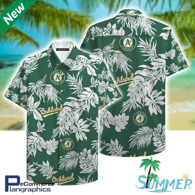 Oakland Athletics Baseball Tea Aloha Shirt Hawaiian Shirt Tropical Aloha Button Up