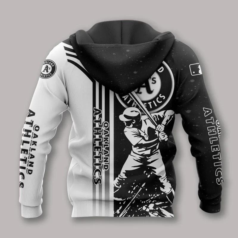 Alternative view of Oakland Athletics Black And White MLB All Over Print Hoodie