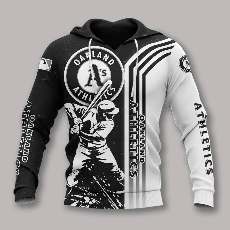 Oakland Athletics Black And White MLB All Over Print Hoodie