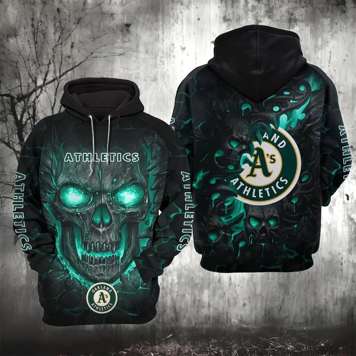 Oakland Athletics Lava Skull 3D MLB All Over Print Hoodie