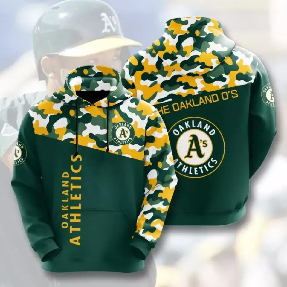 Oakland Baseball Team Athleticss Camo 3D MLB All Over Print Hoodie