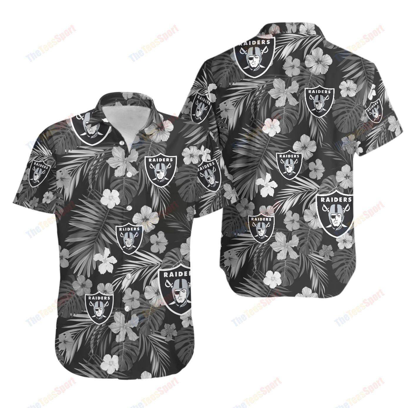 Oakland Raiders Flower Summer Hawaiian Shirt Tropical Aloha Button Up