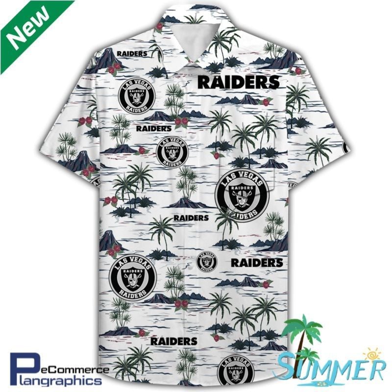 Oakland Raiders Football Team Aloha Shirt Hawaiian Shirt Tropical Aloha Button Up