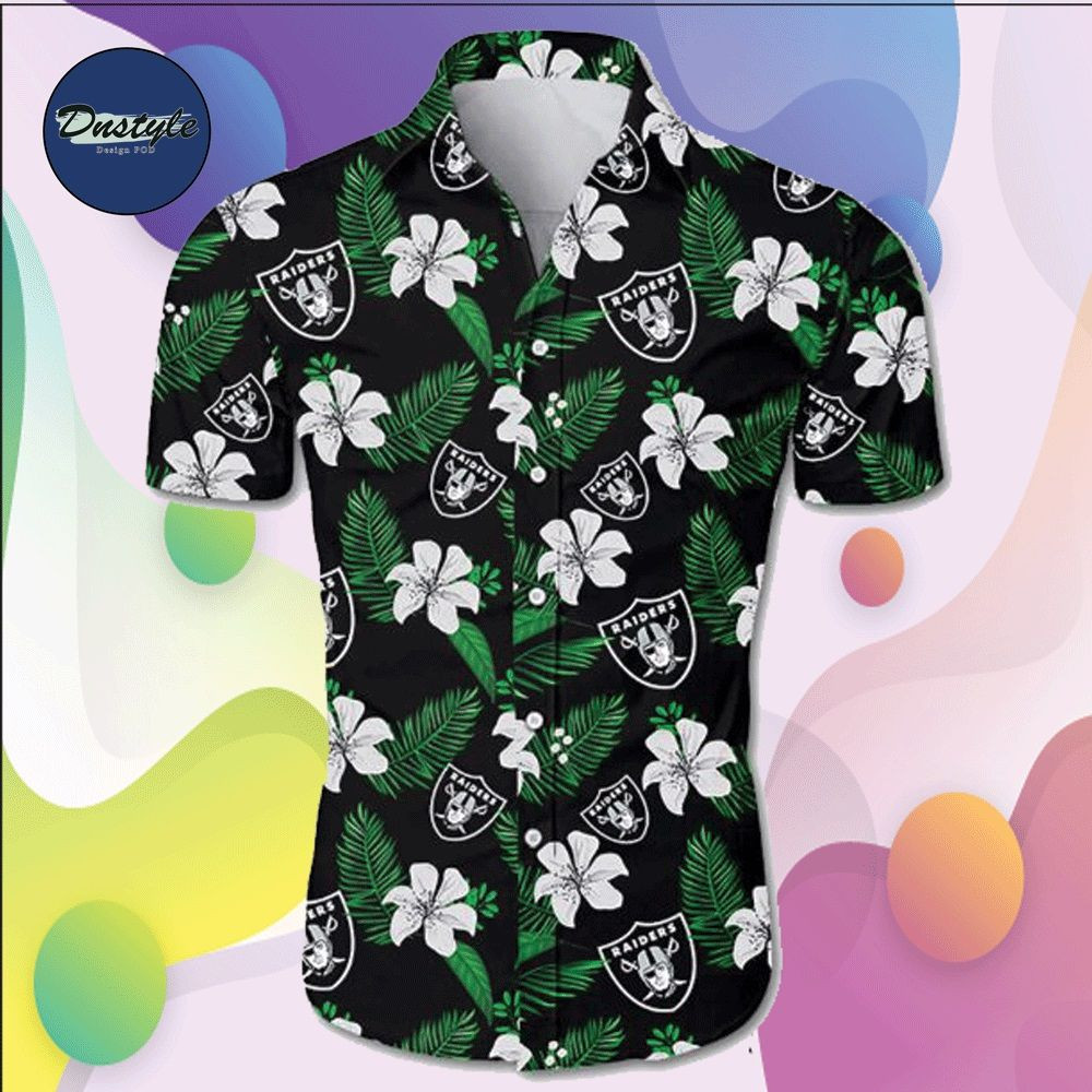 Oakland Raiders Hawaiian Shirt Tropical Aloha Button Up