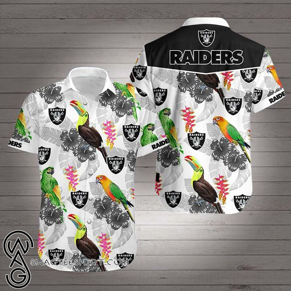 Oakland Raiders Team Hawaiian Shirt Tropical Aloha Button Up