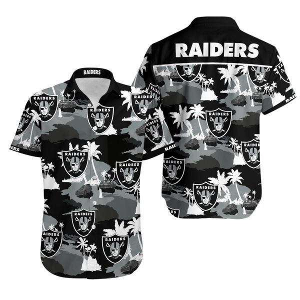 Oakland Raiders Tropical Beach Hawaiian Shirt Tropical Aloha Button Up