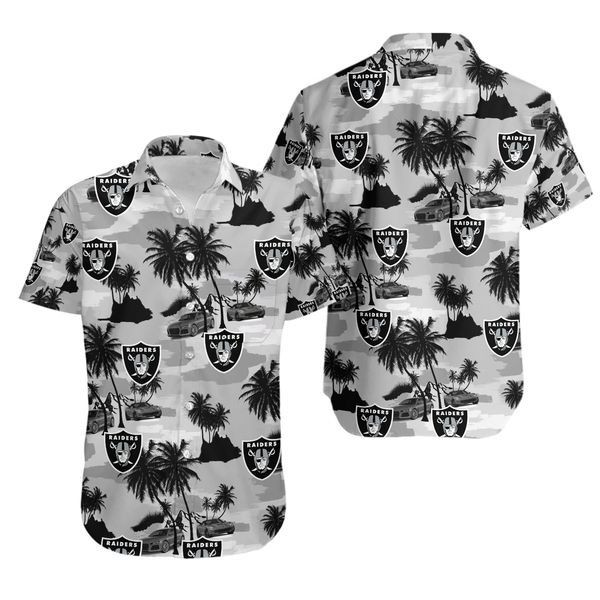 Oakland Raiders Tropical Beach Summer Hawaiian Shirt Tropical Aloha Button Up