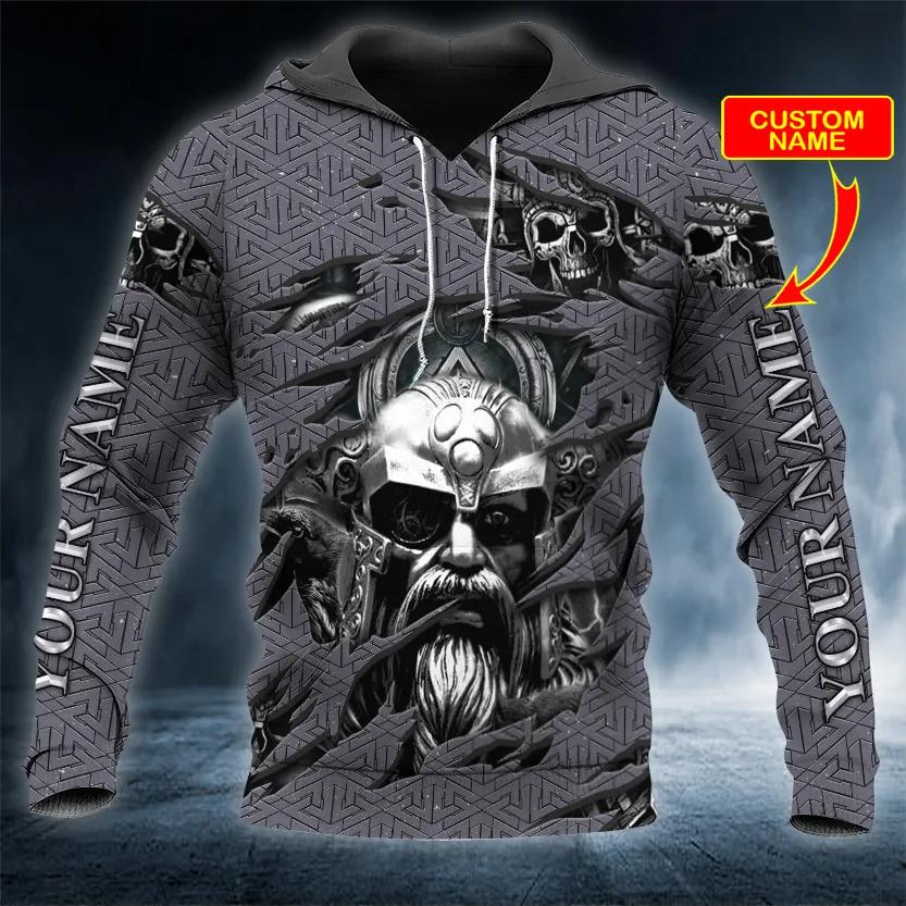 Odin King Skull Viking Custom 3D All Over Print Hoodie