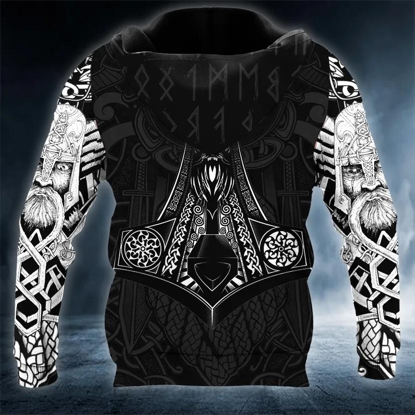 Alternative view of Odin Norse King Viking Tattoo 3D All Over Print Hoodie