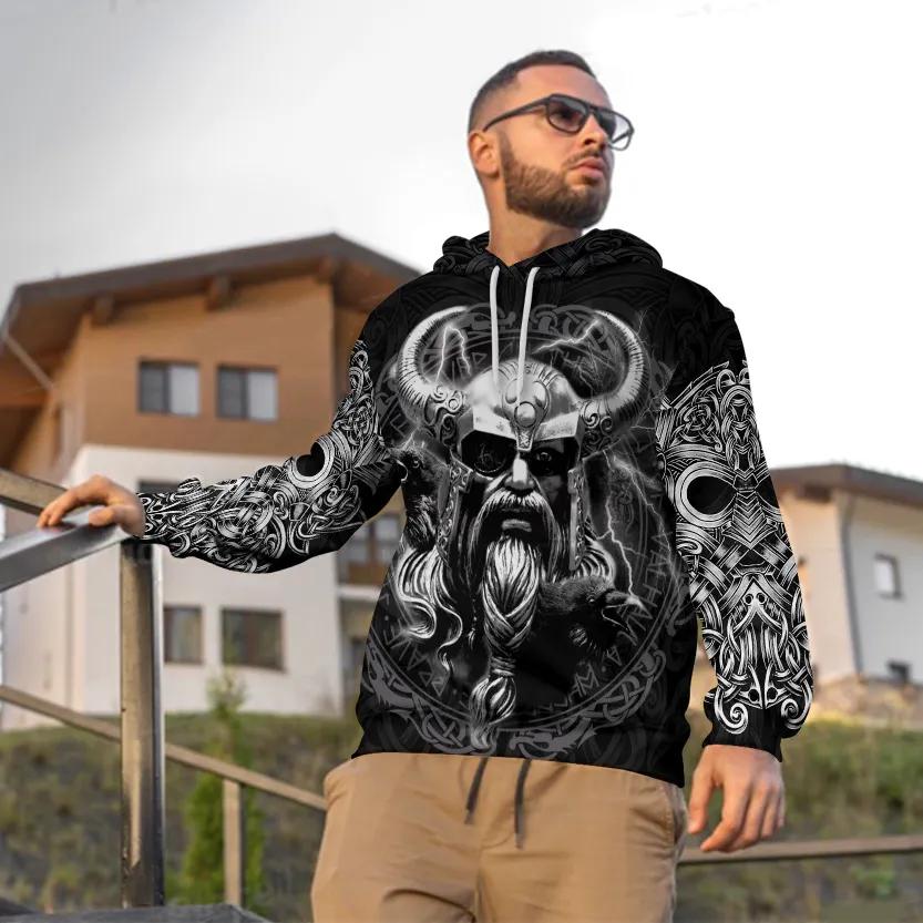 Alternative view of Odin Norse Warrior Viking 3D All Over Print Hoodie