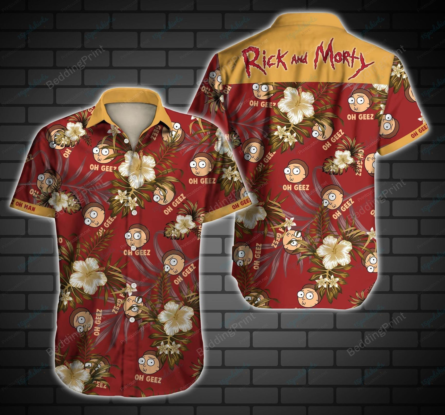 Oh Geez Rick And Morty Hawaiian Shirt Tropical Aloha Button Up