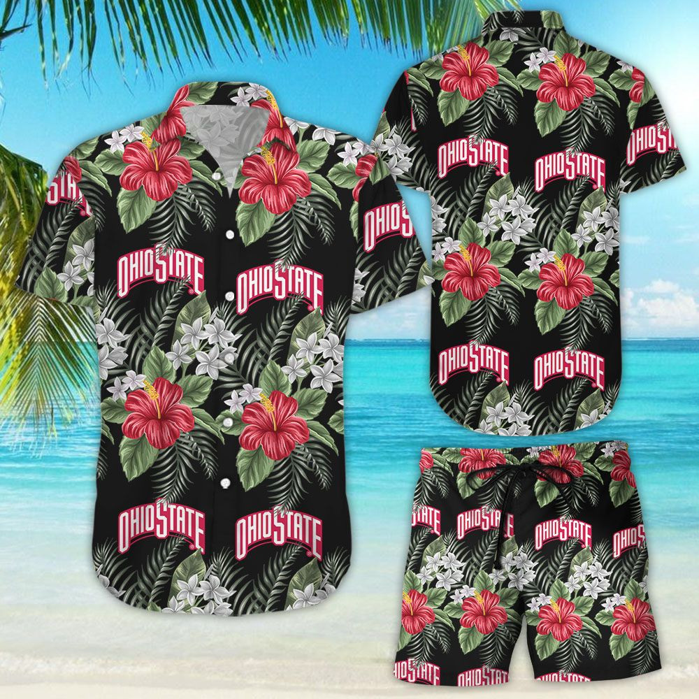 Ohio State Buckeyes Aloha Shirt Hawaiian Shirt Tropical Aloha Button Up