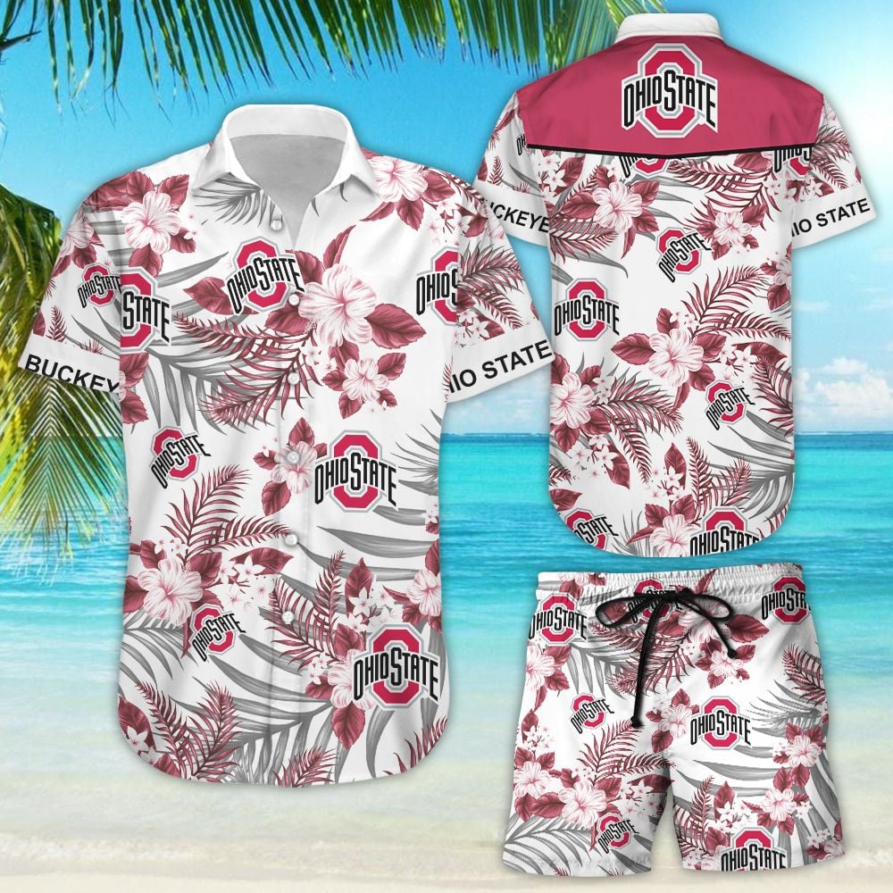 Ohio State Buckeyes Hawaiian Shirt Tropical Aloha Button Up
