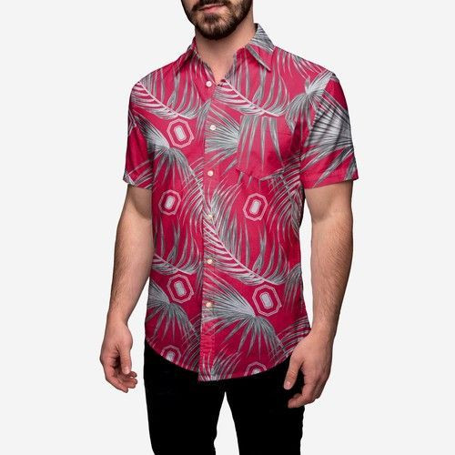 Ohio State Buckeyes Hawaiian Shirt Tropical Aloha Button Up