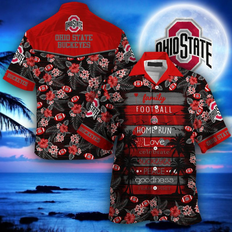 Ohio State Buckeyes Ncaa Hawaiian Shirt Tropical Aloha Button Up