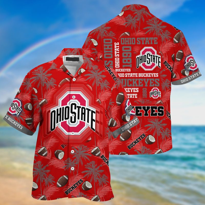 Ohio State Buckeyes Ncaa Hawaiian Shirt Tropical Aloha Button Up