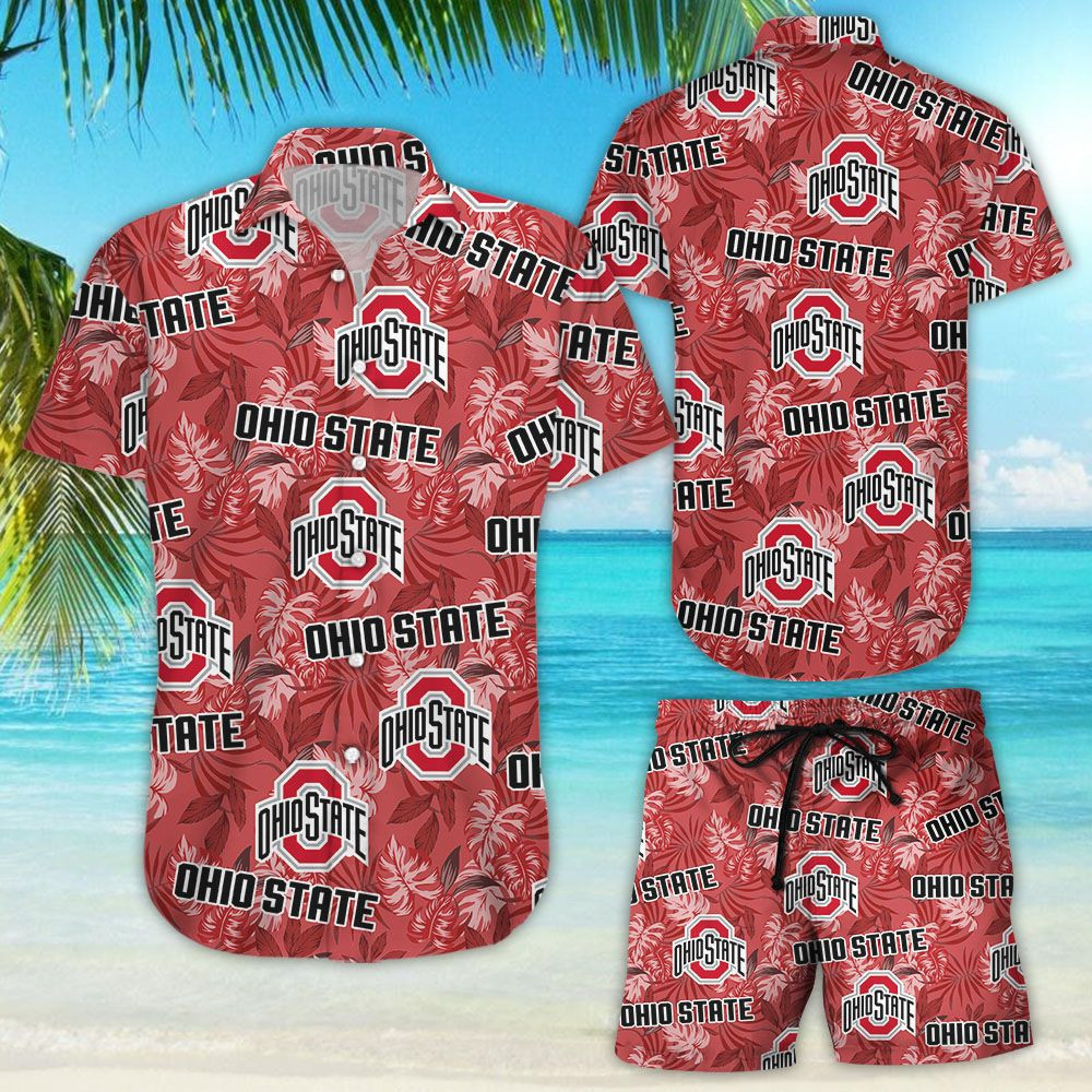Ohio State Buckeyes Team 3d All Over Print Aloha Shirt Hawaiian Shirt Tropical Aloha Button Up