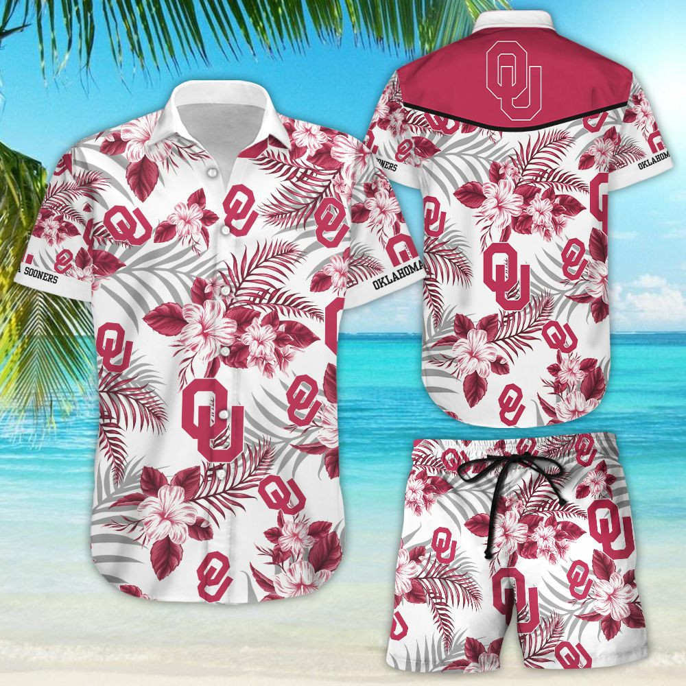 Oklahoma Sooners Hawaiian Shirt Tropical Aloha Button Up