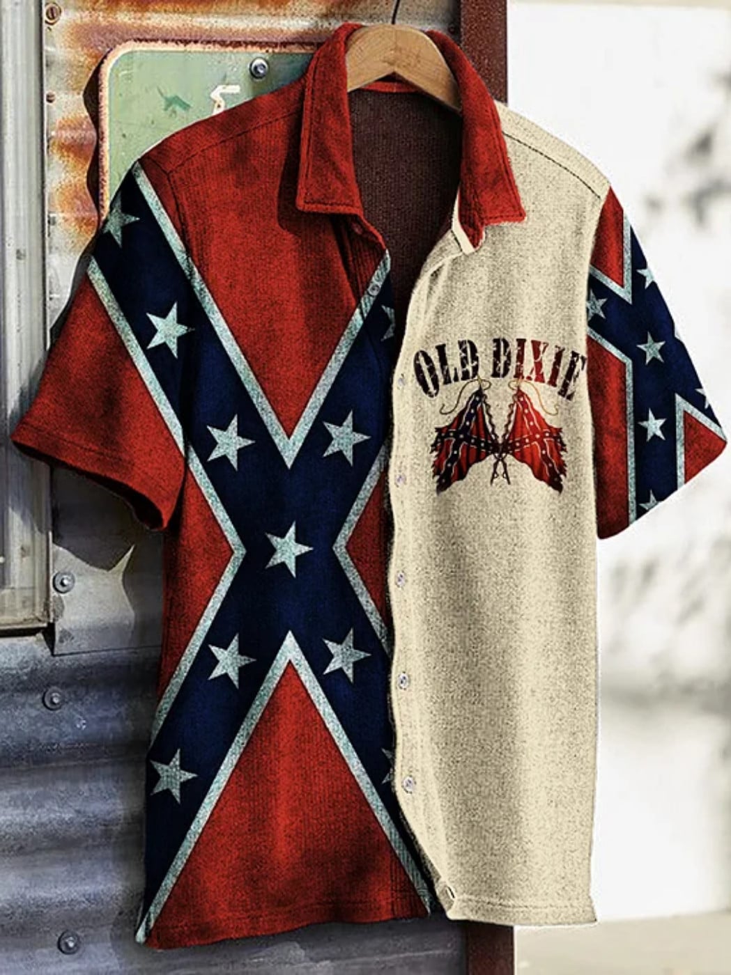 Old Dixie Hawaiian Shirt Vintage Southern Cross Shirt Lynyrd Skynyrd Merch Men's Gifts