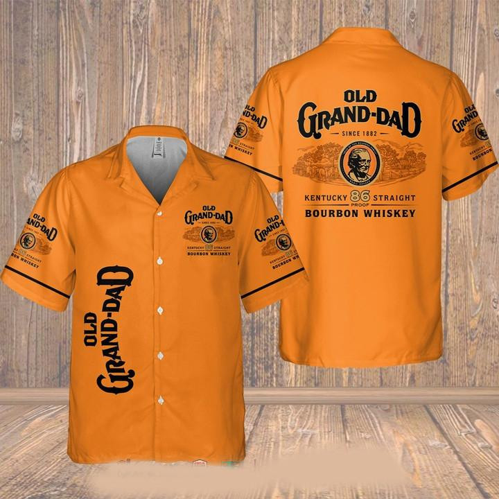 Old Grand Dad Bourbon Whiskey Hawaiian Shirt Tropical Aloha Button Up