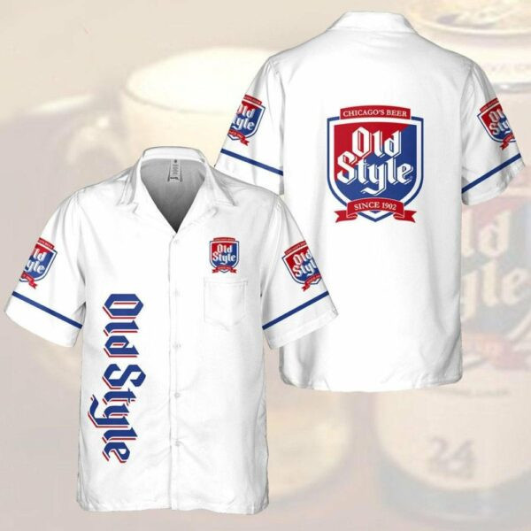 Old Style Beer Hawaiian Shirt Tropical Aloha Button Up