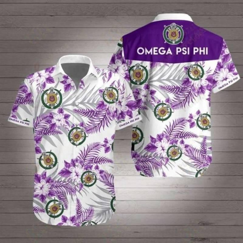 Omega Psi Phi Hawaiian Shirt Tropical Aloha Button Up