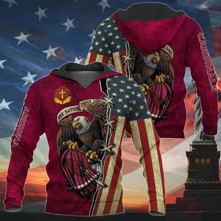 One Nation Under God Arizona Cardinals Anniversary NFL 3D All Over Print Hoodie