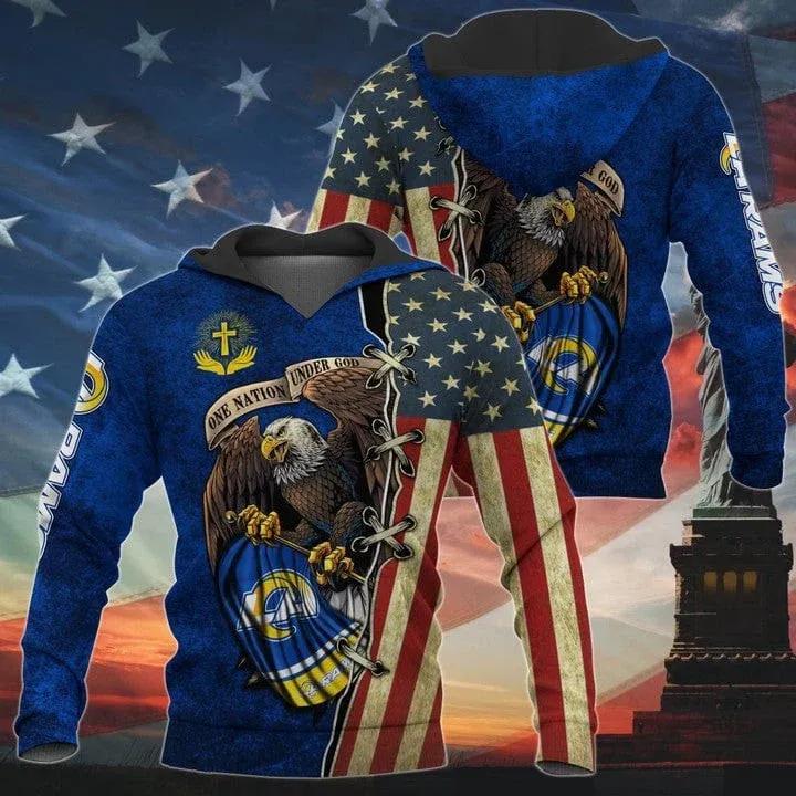 One Nation Under God Los Angeles Rams NFL 3D All Over Print Hoodie