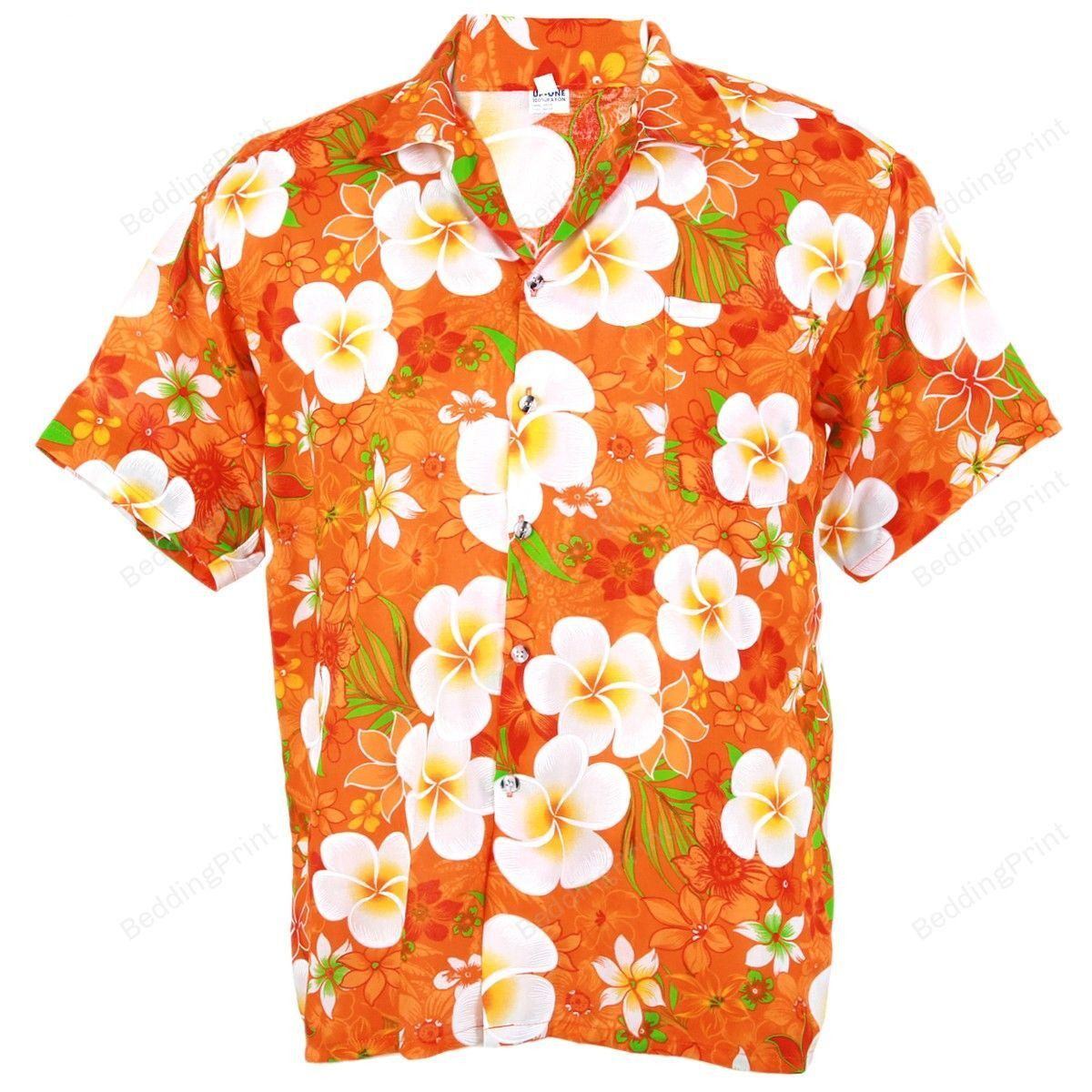 Orange Aloha Hawaiian Shirt Tropical Aloha Button Up