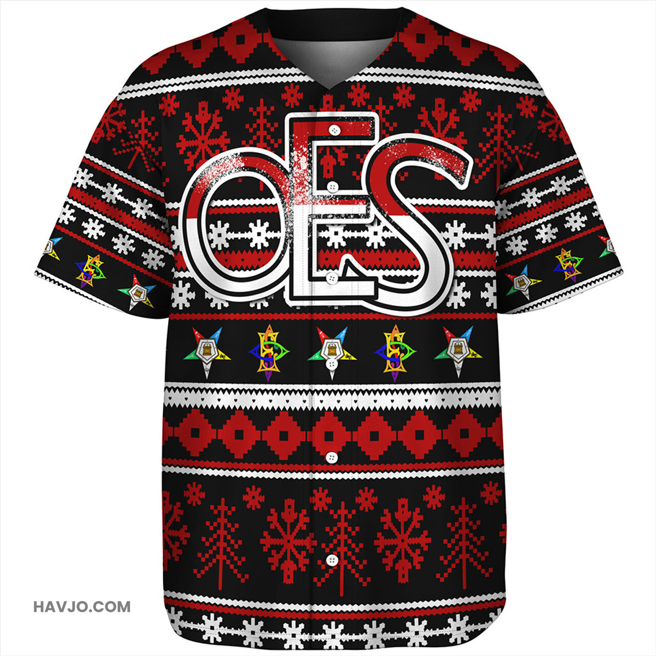 Order of the Eastern Star Christmas Style Grunge Baseball Jersey