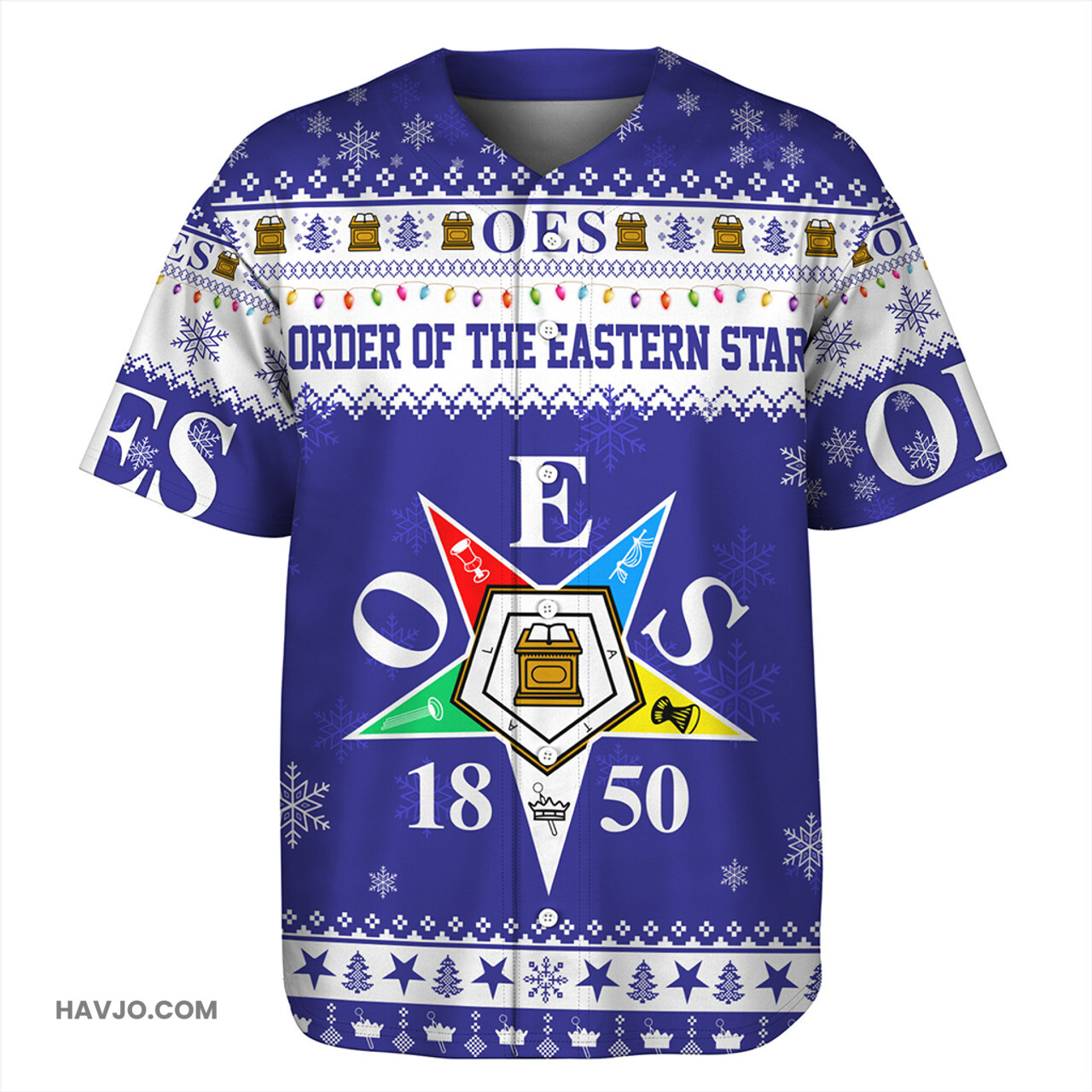 Order of the Eastern Star Christmas Style Pattern Baseball Jersey