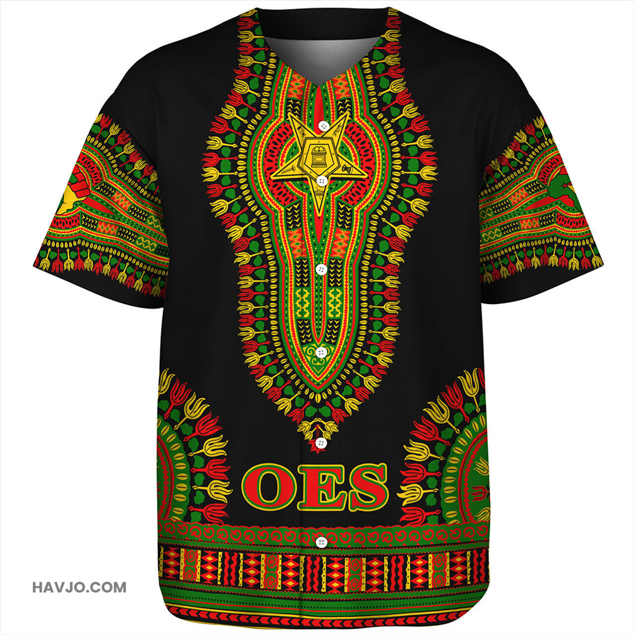 Order of the Eastern Star Dashiki Juneteenth Baseball Jersey